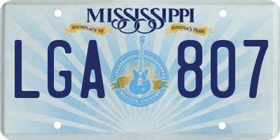 MS license plate LGA807
