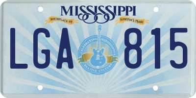 MS license plate LGA815