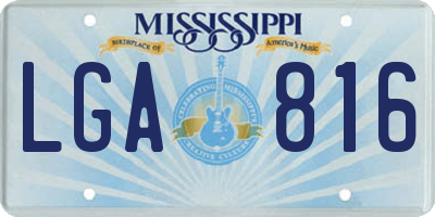 MS license plate LGA816