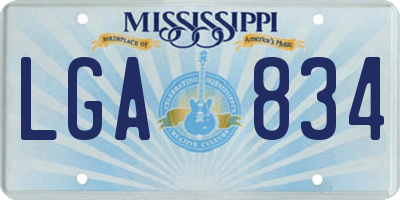 MS license plate LGA834