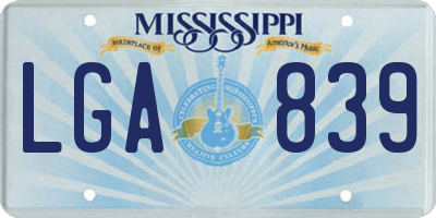 MS license plate LGA839