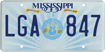 MS license plate LGA847