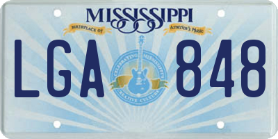 MS license plate LGA848