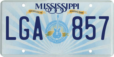 MS license plate LGA857