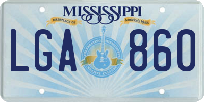 MS license plate LGA860