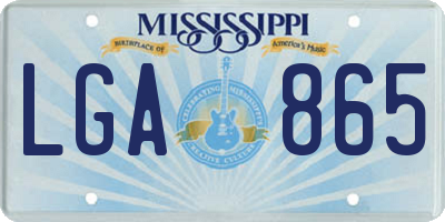 MS license plate LGA865