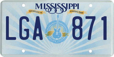 MS license plate LGA871