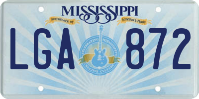 MS license plate LGA872