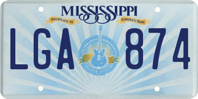 MS license plate LGA874