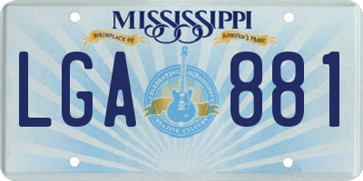MS license plate LGA881