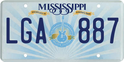 MS license plate LGA887