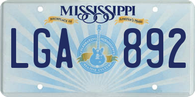 MS license plate LGA892
