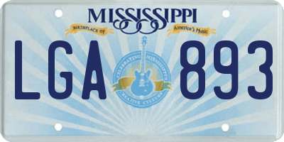 MS license plate LGA893