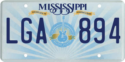 MS license plate LGA894