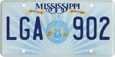 MS license plate LGA902