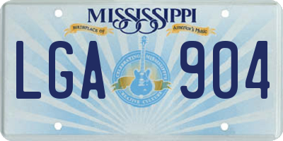 MS license plate LGA904