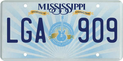 MS license plate LGA909