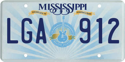 MS license plate LGA912