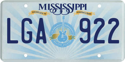 MS license plate LGA922