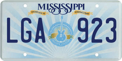 MS license plate LGA923
