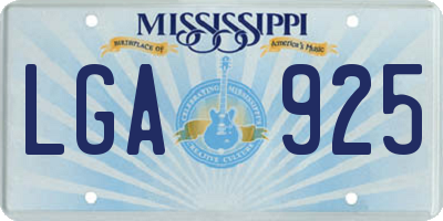 MS license plate LGA925