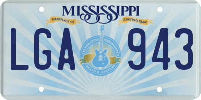 MS license plate LGA943