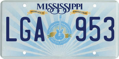 MS license plate LGA953