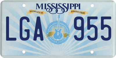 MS license plate LGA955