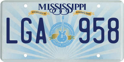 MS license plate LGA958