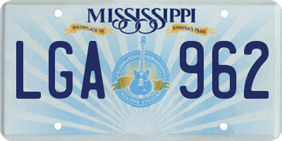 MS license plate LGA962