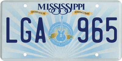 MS license plate LGA965