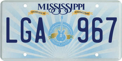 MS license plate LGA967