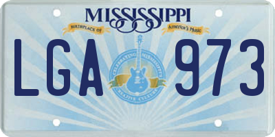 MS license plate LGA973