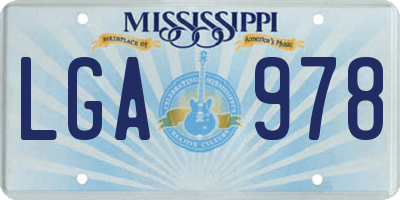 MS license plate LGA978