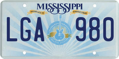 MS license plate LGA980