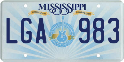 MS license plate LGA983