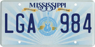 MS license plate LGA984