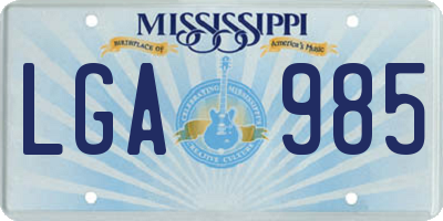 MS license plate LGA985