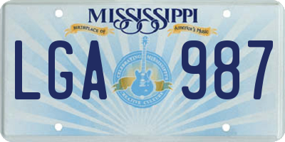 MS license plate LGA987