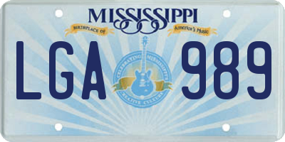 MS license plate LGA989