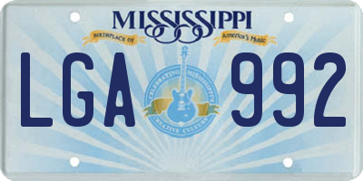 MS license plate LGA992