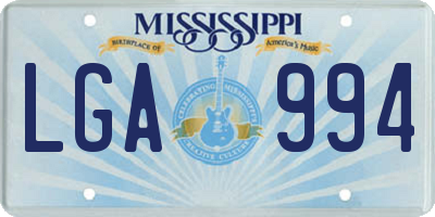 MS license plate LGA994