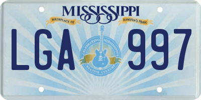 MS license plate LGA997