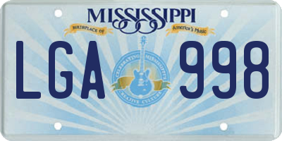 MS license plate LGA998