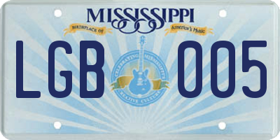 MS license plate LGB005