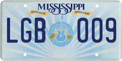MS license plate LGB009