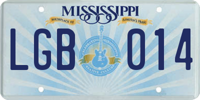 MS license plate LGB014