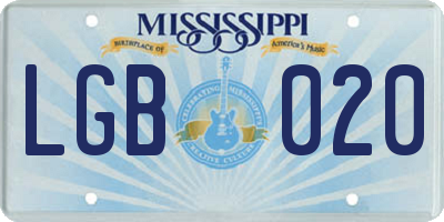 MS license plate LGB020
