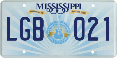 MS license plate LGB021