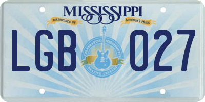 MS license plate LGB027
